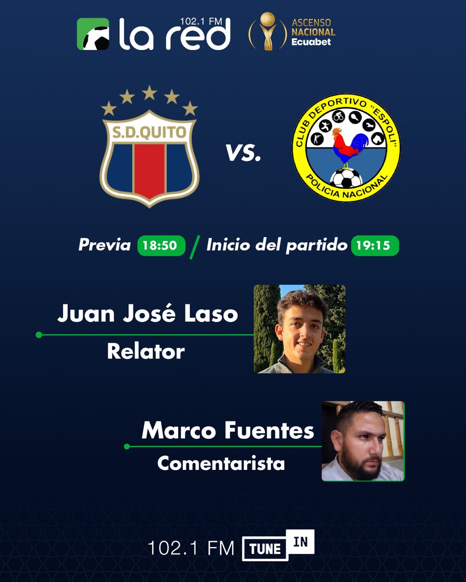 ¡LA AKD JUEGA EN LA RED!

¡No se pierdan las emociones del partido entre el Deportivo Quito y la Espoli junto a <a href="/juanjoselaso/">Juan José Laso</a> y <a href="/marcoffuentes/">Marco Fuentes</a>!

¿Logrará el equipo azulgrana llevarse los tres puntos?