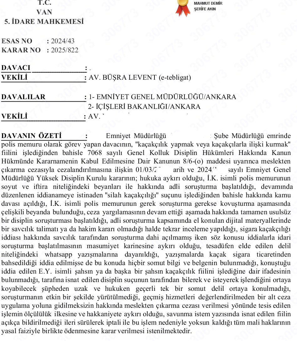 Sigara ve silah kaçaklığı suçlaması ile yargılanan müvekkilin ihracına ilişkin verilen kararın iptaline karar verilmiştir. Masumiyet karinesi gereği kişi hakkında devam eden ceza dava dosyası aleyhe ele alınmamıştır.