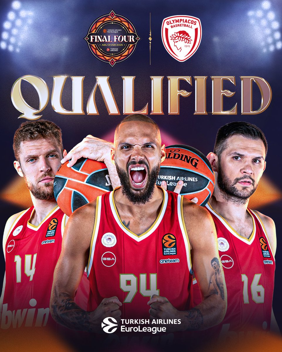 EuroLeague's tweet photo. Olympiacos is going to the Final Four🎟️

See you in Abu Dhabi I #F4GLORY https://t.co/3oU7zifepq