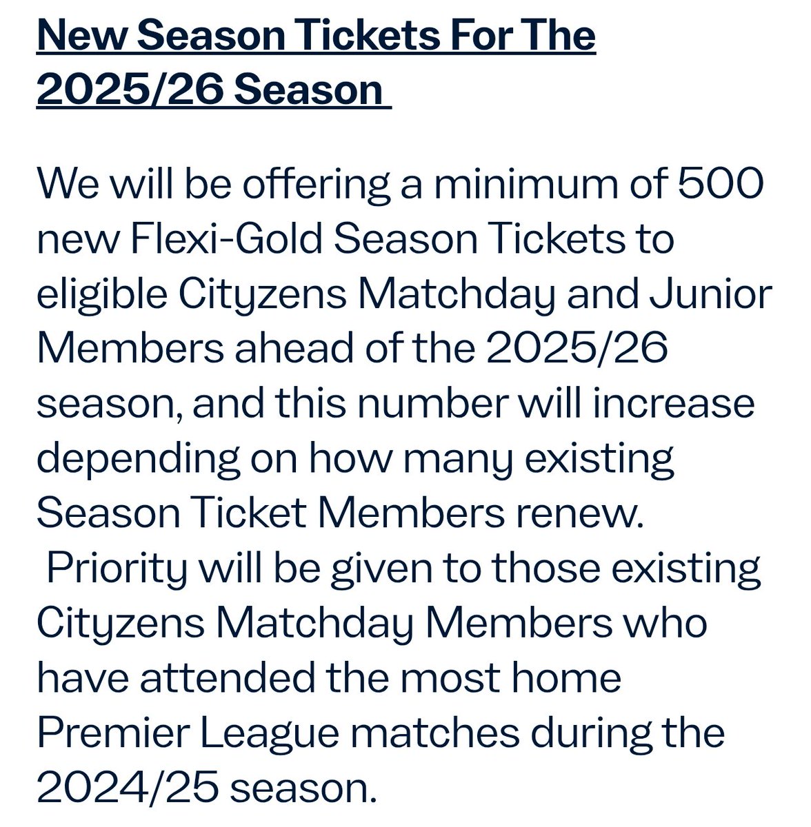 So this is the club confirming there will be no new proper season tickets next season (apart from the few 16/19 upgraded FG) &amp; only introducing FG? 

Stinks of desperation to stop a protest releasing info late into the evening just an hour after the City Matters meeting ended...
