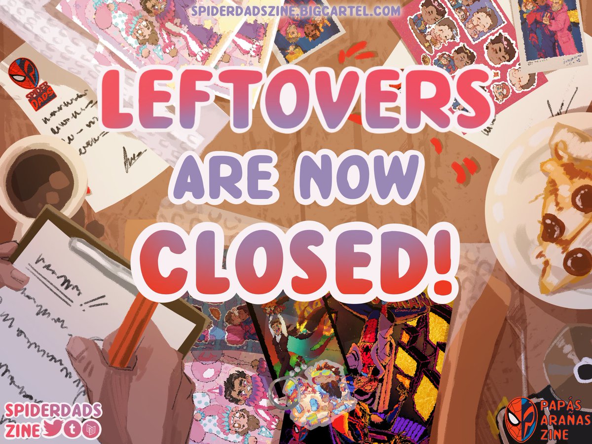 💙LEFTOVERS ARE CLOSED❤️

We're excited to announce that Leftovers are now closed! The Mod Team thanks you all so much for being interested in our products! We'll be making shipping updates as soon as possible💙

#papasaranaszine #spiderman #spiderdads #miguelohara #peterbparker