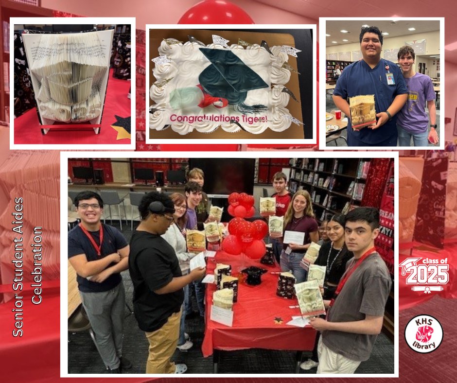 We celebrated our amazing Senior Student Assistants today!🎉
These dedicated students have been the backbone of our library, tirelessly running errands, working on Chromebooks, shelving books &amp; handling countless other tasks with enthusiasm &amp; efficiency.
Thank you &amp; Congrats!🐯🎓