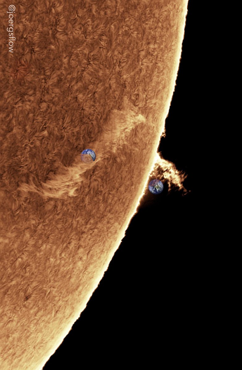 A fireball over northern Germany. 
This photo gives you an idea of the forces raging on our #sun. 
5000 to 10,000°C prevail directly on the surface. The corona above, on the other hand, can be millions of degrees hot. 

I took this photo two days ago on 29.4.25. And strictly
