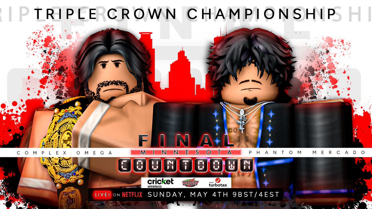 //-[FINAL COUNTDOWN 4/5/25]-\\

Phantom Mercado takes on reigning Triple Crown champion Complex Omega!

Omega has been impressive as champion but Mercado has been proving himself every week.

Will we see a new champion or will Omega retain?

Find out this Sunday! 

#ForTheFans