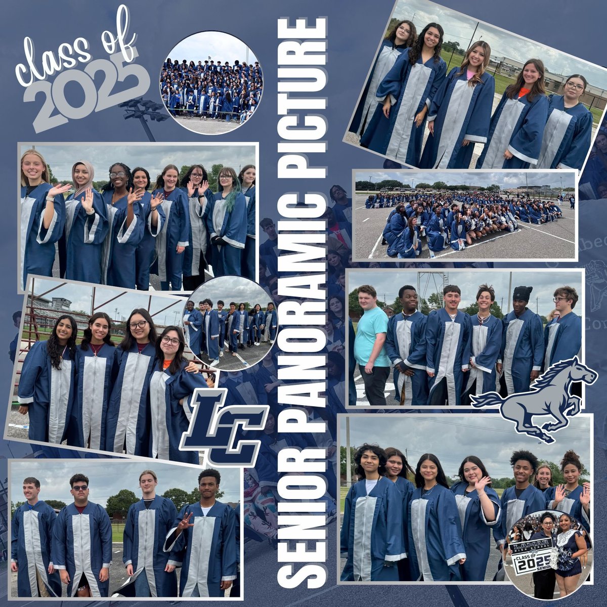 Y’all, it’s getting real! #ClassOf2025 #PanoramicPic #BlueStampede 💙🐴📸⭐️