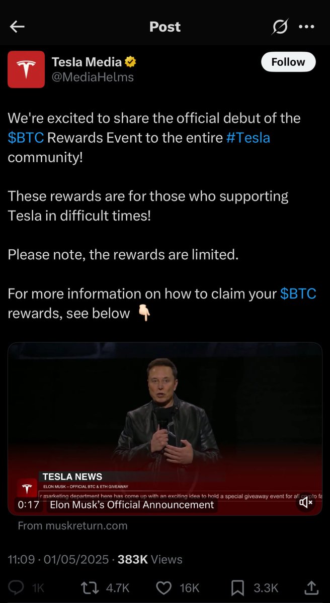 Josh_Gideon's tweet photo. X is so broken. Served a fraudulent crypto AD that goes to a fake Tesla account with an AI generated video of Musk to get people to a crypto stealing site https://t.co/onf4RGPX8F