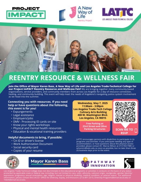 LACountyRHAC's tweet photo. Has a criminal record prevented you from moving forward in life? Have you paid your debts to society, but still experience barriers due to an old record? -- A New Way of Life, Los Angeles Trade Tech College, and other agencies are joining together to host a Reentry/ Resource Fair https://t.co/z9vwlguD0M