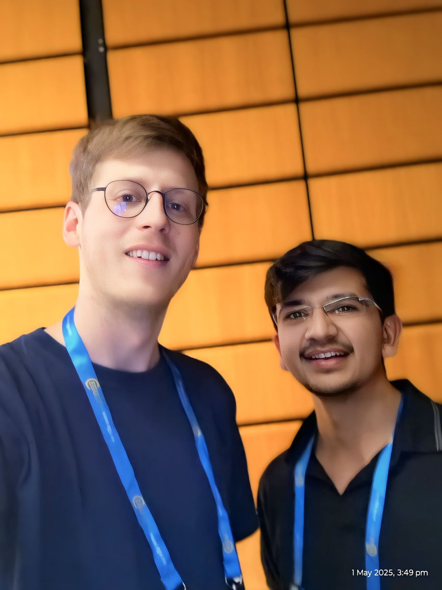 Connected with Dr. Frederik Kratzert from <a href="/GoogleAI/">Google AI</a> during the HS3.6 Hydroinformatics session at #EGU25—discussed the potential of attention &amp; LSTM networks in hydrology.
Engaging talks on ML, hybrid modelling &amp; optimisation.
Thanks @IIT__Mandi &amp; <a href="/VivekGuptaIIT/">Vivek Gupta</a> for their support.