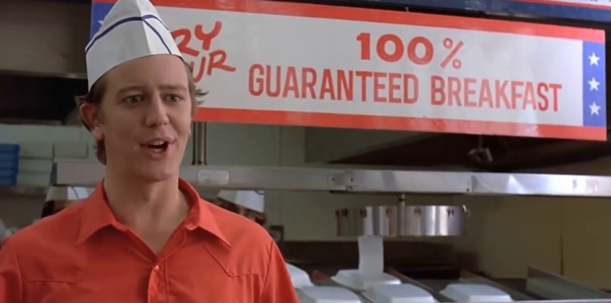 “It says ‘100% guaranteed,’ you moron.” 

“Mister, if you don’t shut up I’m gonna kick 100% of your ass.”