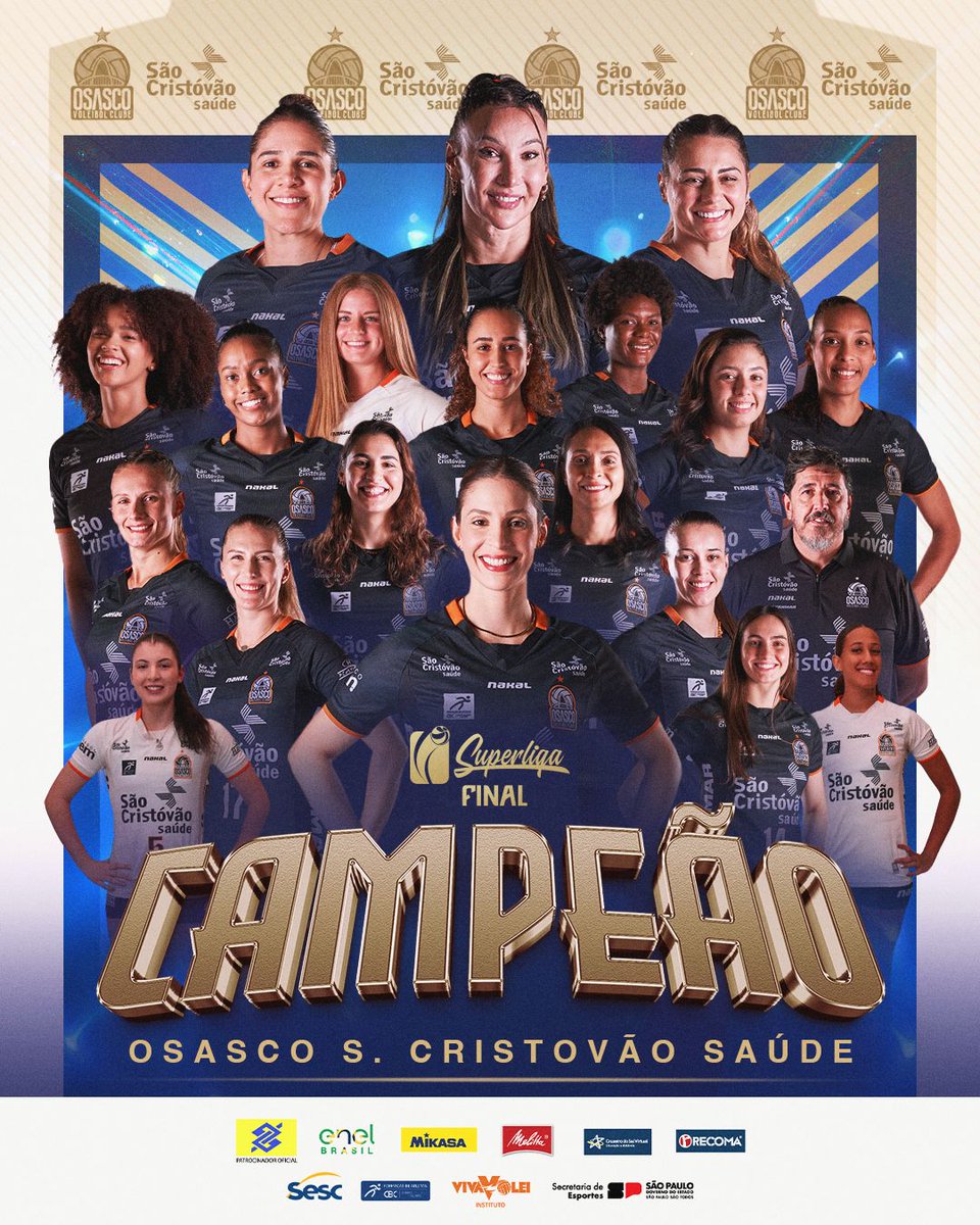 volei's tweet photo. O Osasco São Cristóvão Saúde é campeão da #Superliga feminina pela sexta vez! 🏆🏆🏆🏆🏆🏆 https://t.co/B0ZmeUIZUt