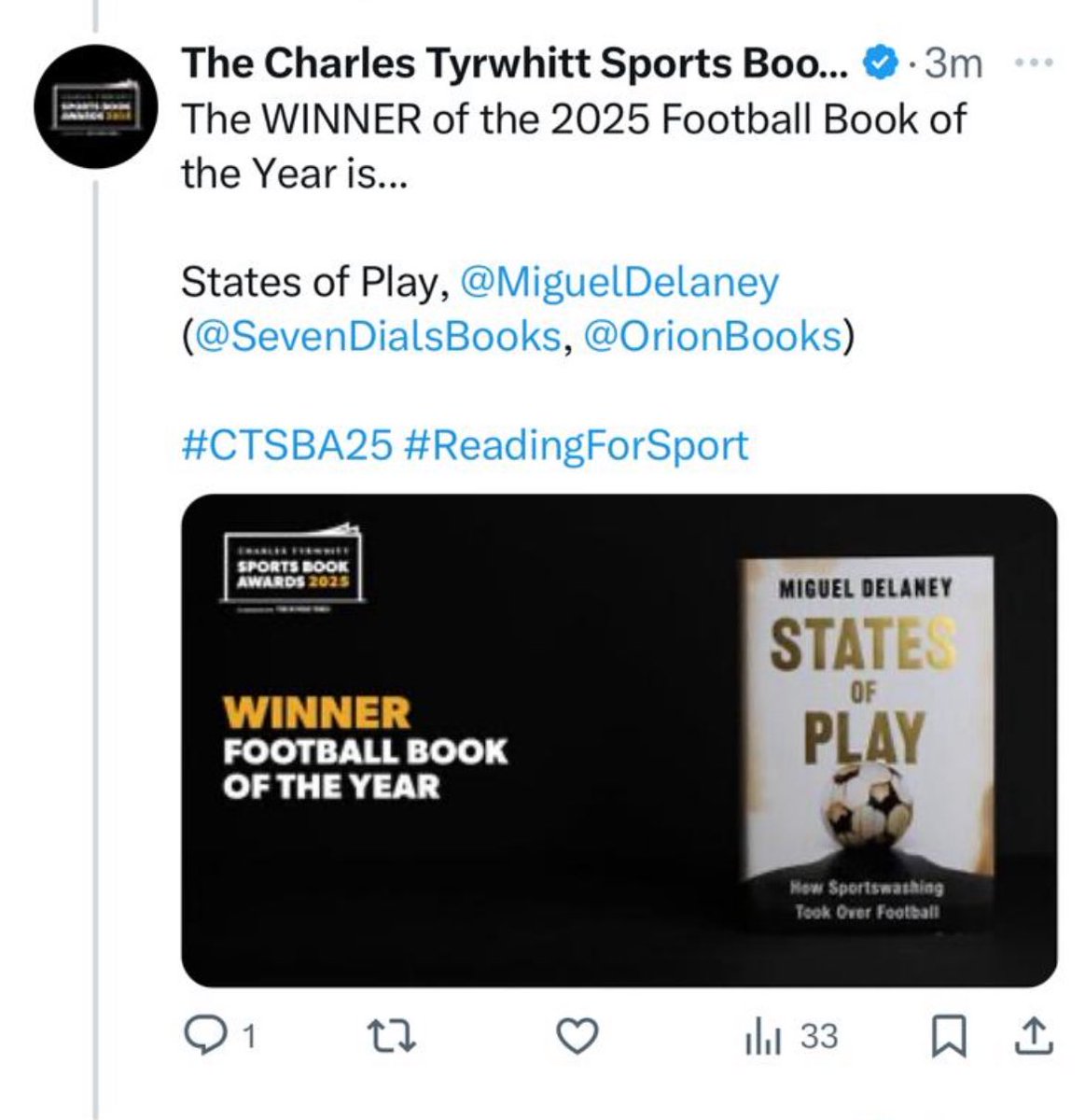 Won football book of the year