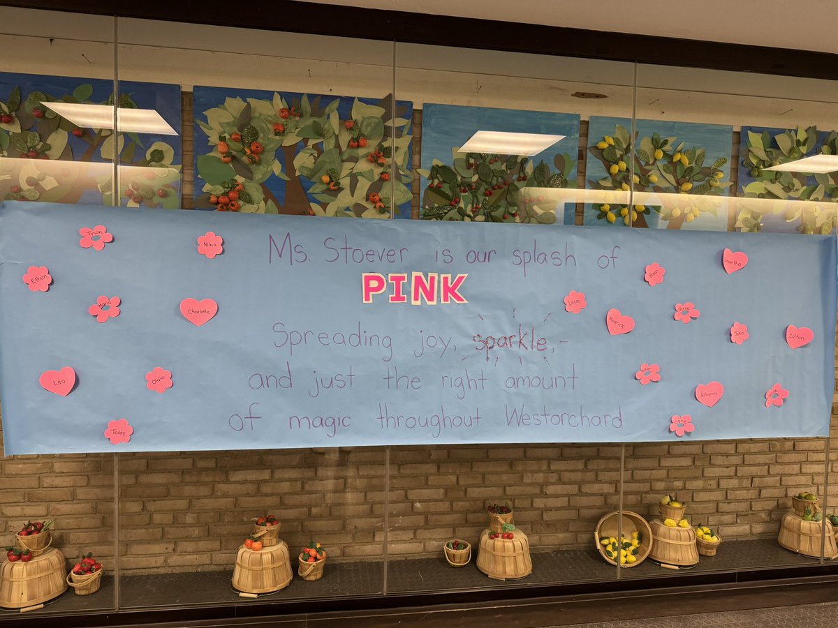 Overflowing with gratitude after an unforgettable Principal’s Day at #WOSchool! From a video montage, to a sea of handmade cards &amp; posters, to everyone wearing my favorite color- I am truly “tickled pink.” Thank you for making me feel so loved &amp; appreciated 🩷🍎🩷#WeAreChappaqua