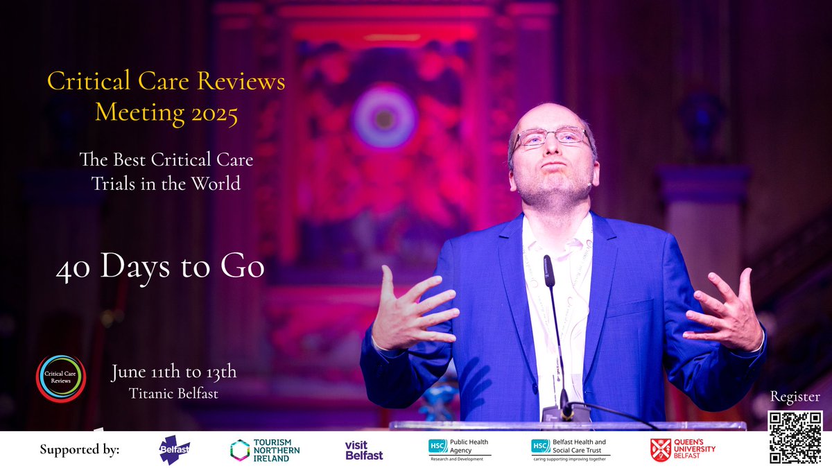 🚩 12 major critical care trials will present their results at #CCR25 🚩

➡️ Join us in person or virtually to hear &amp; discuss the latest evidence in our unique extended presentation format

🔴 Programme -&gt; criticalcarereviews.com/meetings/ccr25…
🔴 Register -&gt; criticalcarereviews.com/meetings/ccr25