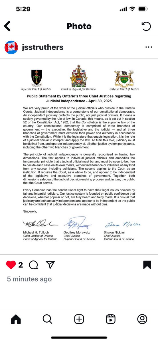 Reposting <a href="/johnstruthers/">John Struthers</a>’s post on IG #judicial #independence