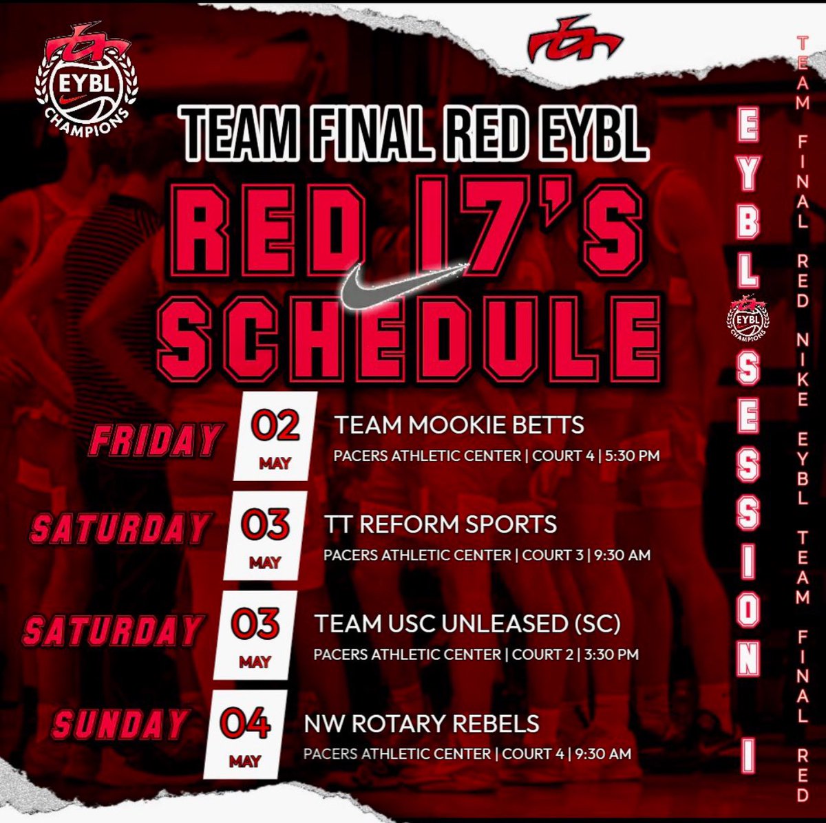 Nike EYBL Champions Session 1: Indianapolis May 2nd - 4th Pacers Athletic Center <a href="/TeamFinalRed/">TeamFinalRed</a>