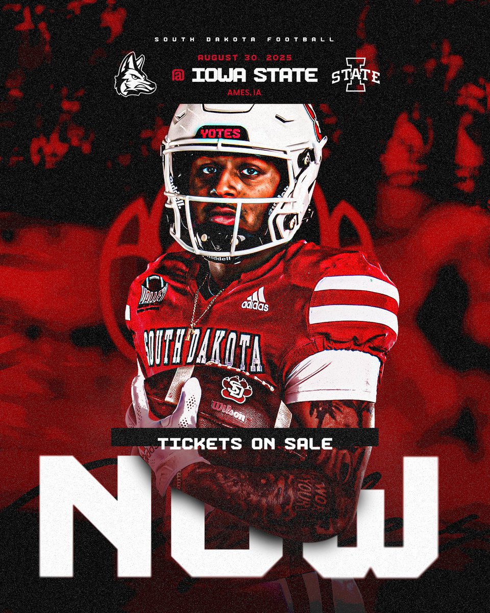 Iowa State tickets 𝐍𝐎𝐖 𝐎𝐍 𝐒𝐀𝐋𝐄 ‼️

ℹ️: yote.us/3SeWouq
🎟️: yote.us/3Ysd05E

#GoYotes x #WeAreSouthDakota