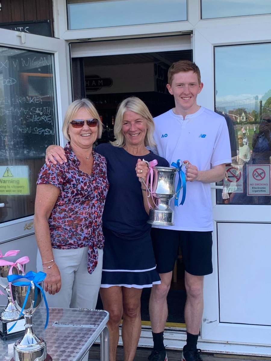 LythamTennis's tweet photo. The Grass courts are now open at the club &amp; on Sunday a record number of participants took part in the American  tournament . Winter ladder winners Sue Holroyd and Alex Potocki and new trophy in memory of Tony Fairburn presented by daughter Tracy #trophies #sunshine #grass 🎾 https://t.co/aB4AxDQpuF