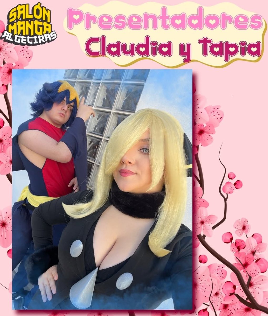 ¡Directos desde la región de Sinnoh, llegan Claudia y Tapia para presentar el Salón Manga de Algeciras!

¡No puedes perdértelos durante las act que se llevarán a cabo a lo largo del finde, como el concurso de cosplay y de karaoke o la pasarela cosplay !

#salonmangaalgeciras
