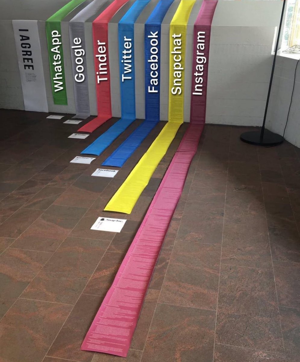 PeeperTV's tweet image. This shows how impossible it would be to actually read all the terms of service on social media apps