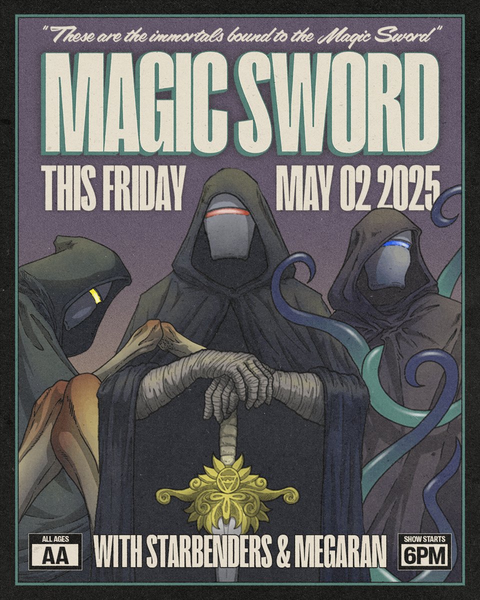 Outset (@outset_chicago) on Twitter photo These are the immortals bound to the Magic Sword ⚔️ Don't miss the Outset debut of <a href="/magicswordmusic/">Magic Sword</a> tomorrow night!
Tickets → hive.co/l/magicsword These are the immortals bound to the Magic Sword ⚔️ Don't miss the Outset debut of <a href="/magicswordmusic/">Magic Sword</a> tomorrow night!
Tickets → hive.co/l/magicsword