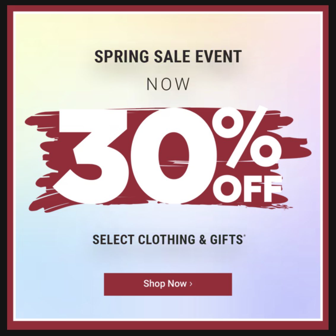 Save 30% on clothes &amp; gifts! Don’t wait! Only lasts until Monday!
