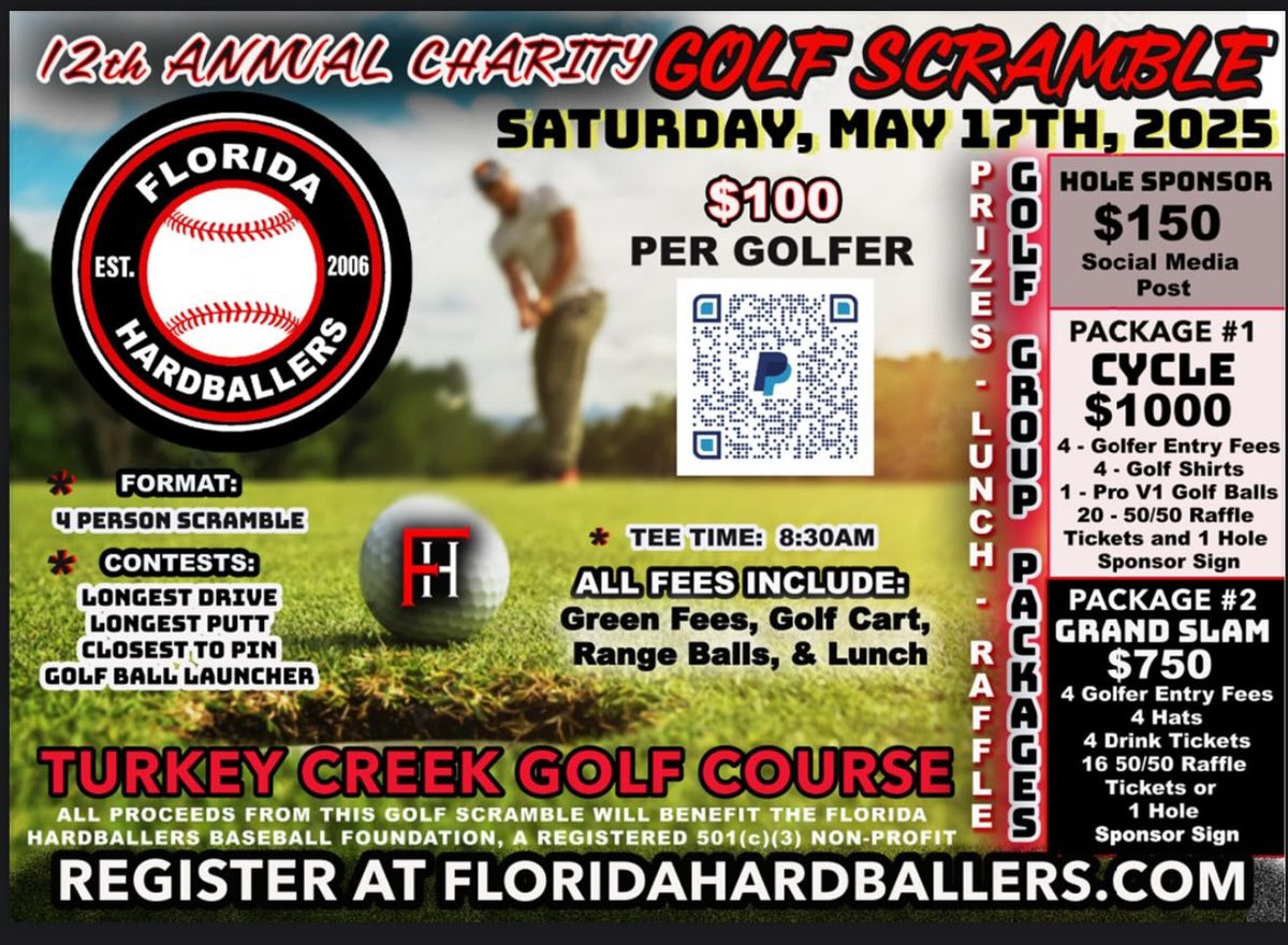 Come join us to help raise funds for the up and coming future baseball stars of the⁦ <a href="/FLHardballers/">Florida Hardballers</a>⁩ !
