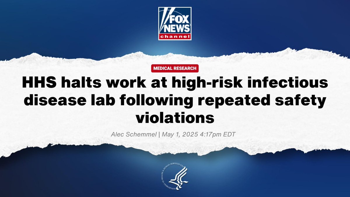 When a dangerous situation occurred at our Fort Detrick Integrated Research Facility, HHS and <a href="/NIH/">NIH</a> took swift and decisive action. Work will continue at the IRF as soon as the safety of our team is assured. 

Read more: foxnews.com/politics/hhs-h…