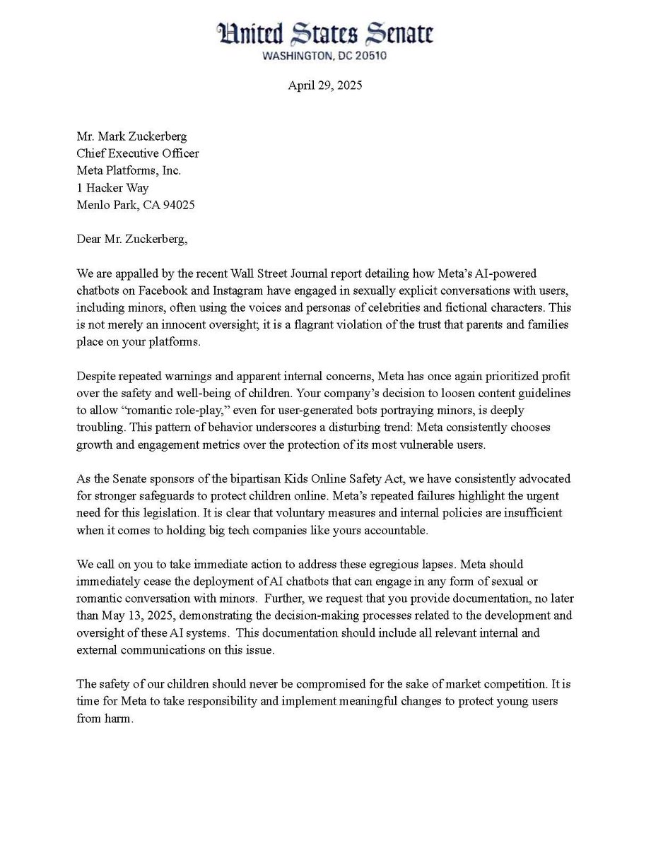 Richard Blumenthal on Meta