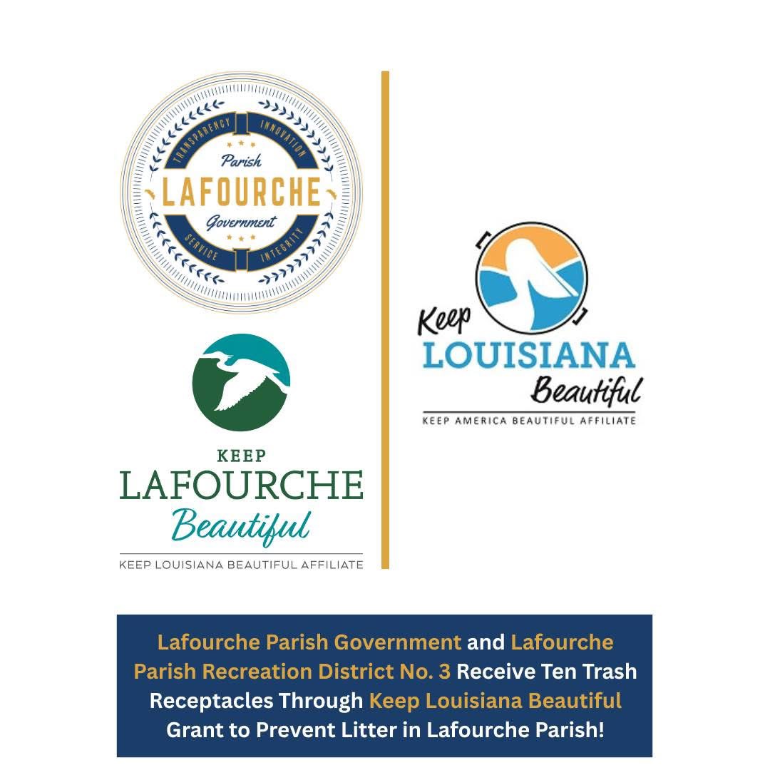 Lafourche Parish Government and Lafourche Parish Recreation District No. 3 Receive Ten Trash Receptacles Through <a href="/KeepLABeautiful/">Keep Louisiana Beautiful</a> Grant to Prevent Litter in Lafourche Parish! 

Full press release at the link lafourchegov.org/latest-news/pr…. 

#KeepLouisianaBeautiful #LovetheBoot