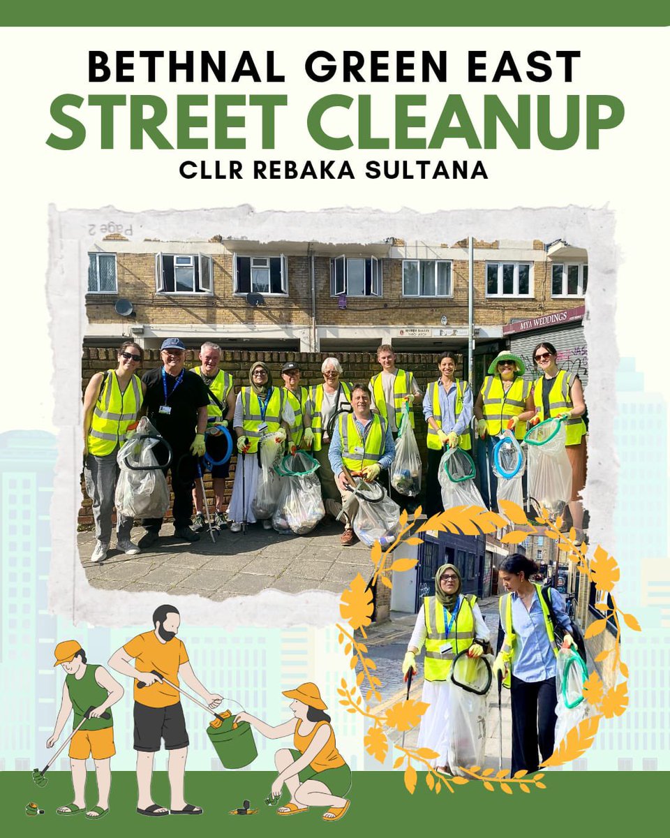 Lovely street clean-up session in Bethnal Green East today! 🌳🧹🌾