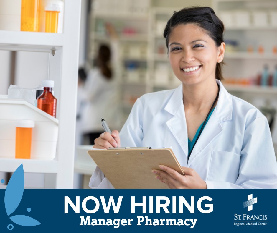 We're hiring! Join the staff at St. Francis and make a difference in the lives of our patients!

We are currently hiring a Manager, Pharmacy to lead pharmacy operations.

For information and to apply, visit: bit.ly/44Oxs4u

#hiring