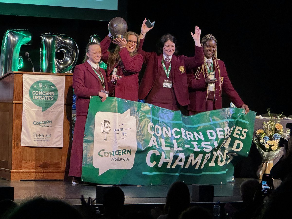 The <a href="/laurelhillsec/">Laurel Hill Secondary School FCJ</a> team are this year’s all-island Concern Debates winners after a great contest with <a href="/SandfordUnion/">Sandford Park School Union</a> this evening in Dublin. 

Congrats to all students, teachers and parents involved.