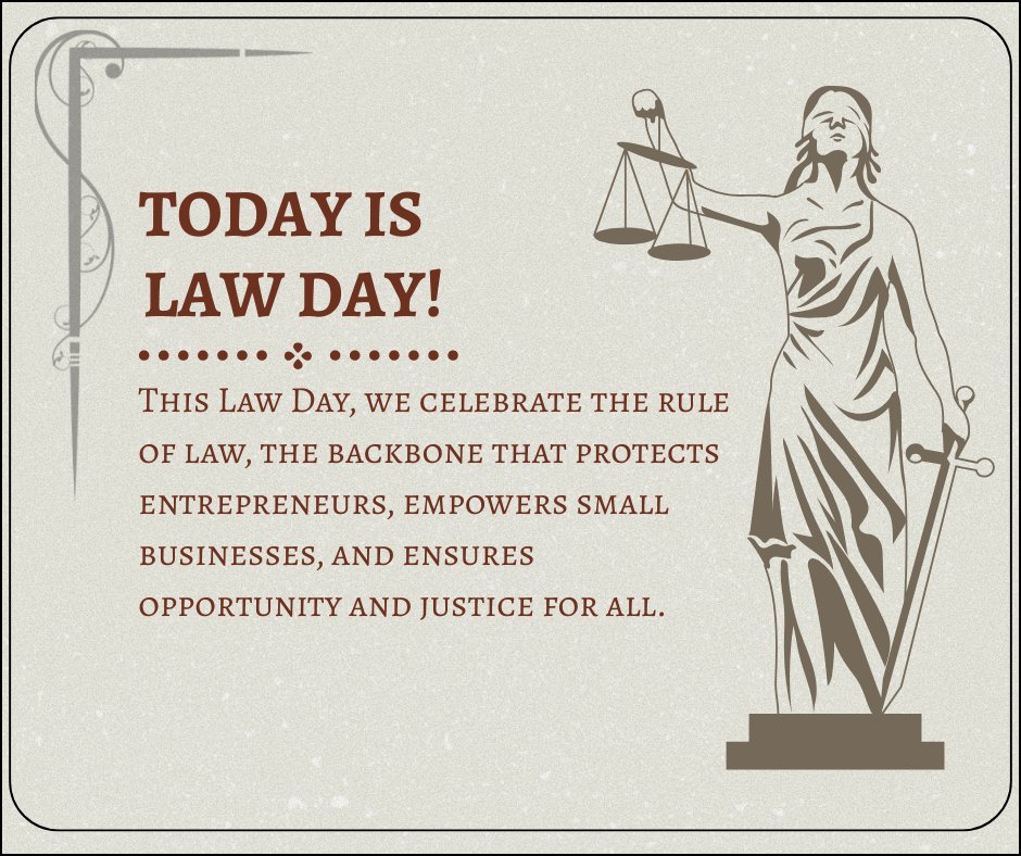 Today we celebrate how the rule of law empowers small businesses. Protecting their rights, guiding growth, and creating a fair marketplace for all. ⚖️

Let’s support the entrepreneurs building strong communities every day.

#LawDay #SupportLocal #SmallBiz