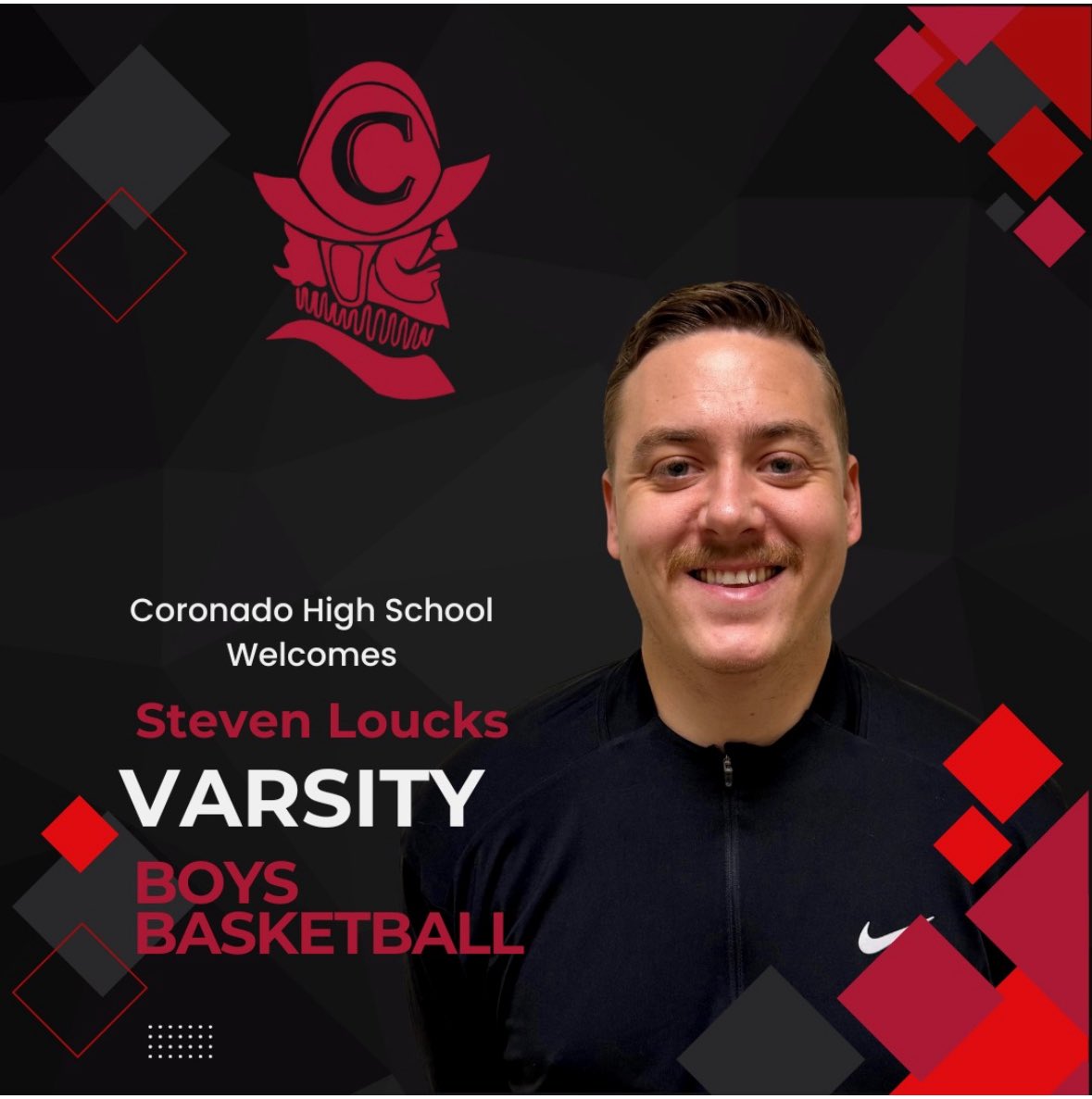 We would like to congratulate @sdotloucks as he has been named the new head coach of Coronado High School. Coach Loucks coached our JV team last season and we wish him all the best #TOUGHNESS