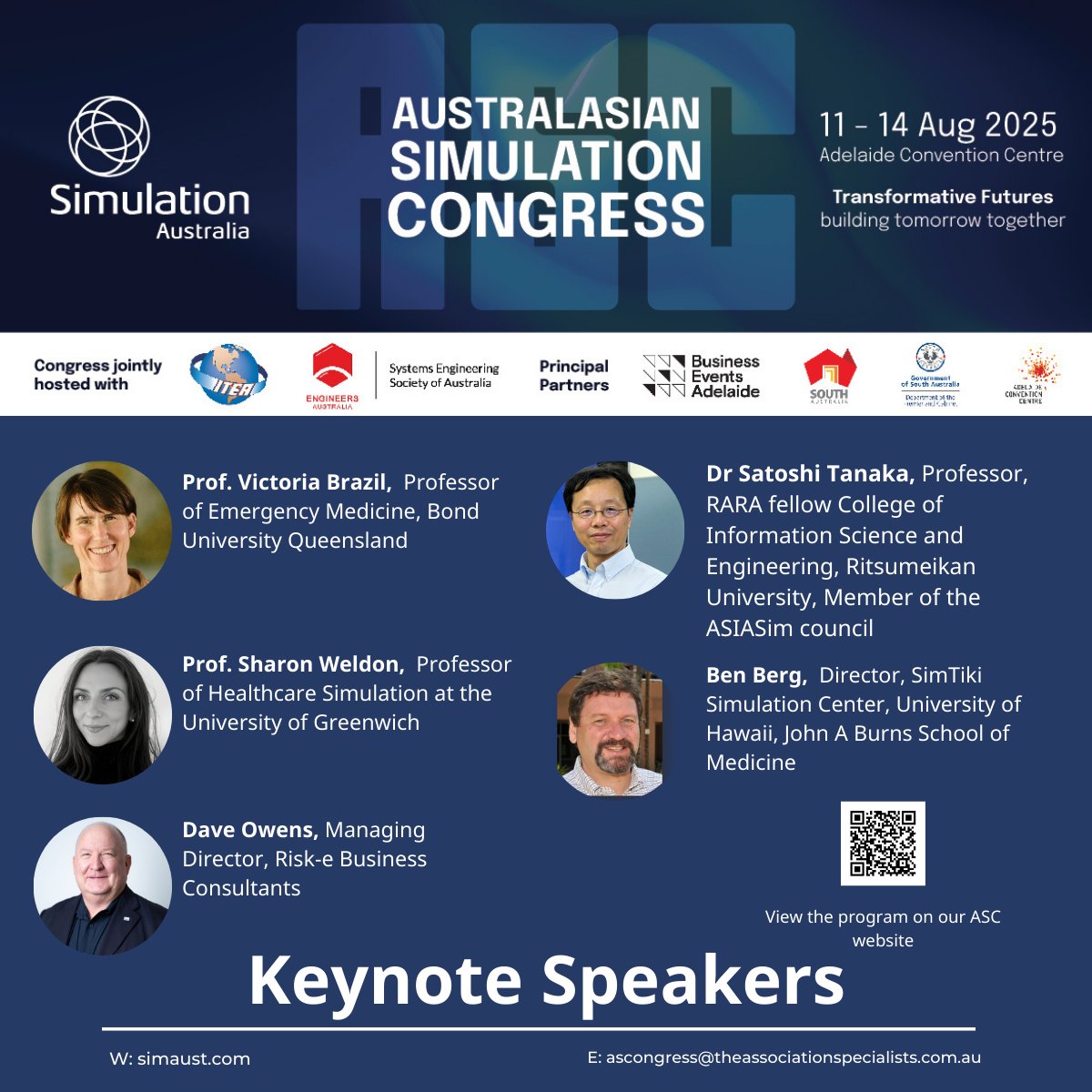 Together with our joint hosts, #SETE  &amp; #ITEA we invite you to register now for #Simcongress25 and save using the Early Bird discount! We are excited to introduce you to some our Keynote Speakers, you can find the program overview on our website here simaust.com/australasian-s…
