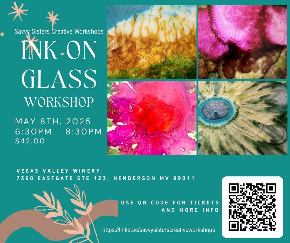 Get creative with us at Vegas Valley Winery! Join the Ink on Glass Workshop hosted by Savvy Sisters Creative Workshops on May 8 from 6:30-8:30PM! 🍷

Tickets are $42 — click the link below or in bio to sign up!

vegasvalleywinery.com/event/savvy-si…
