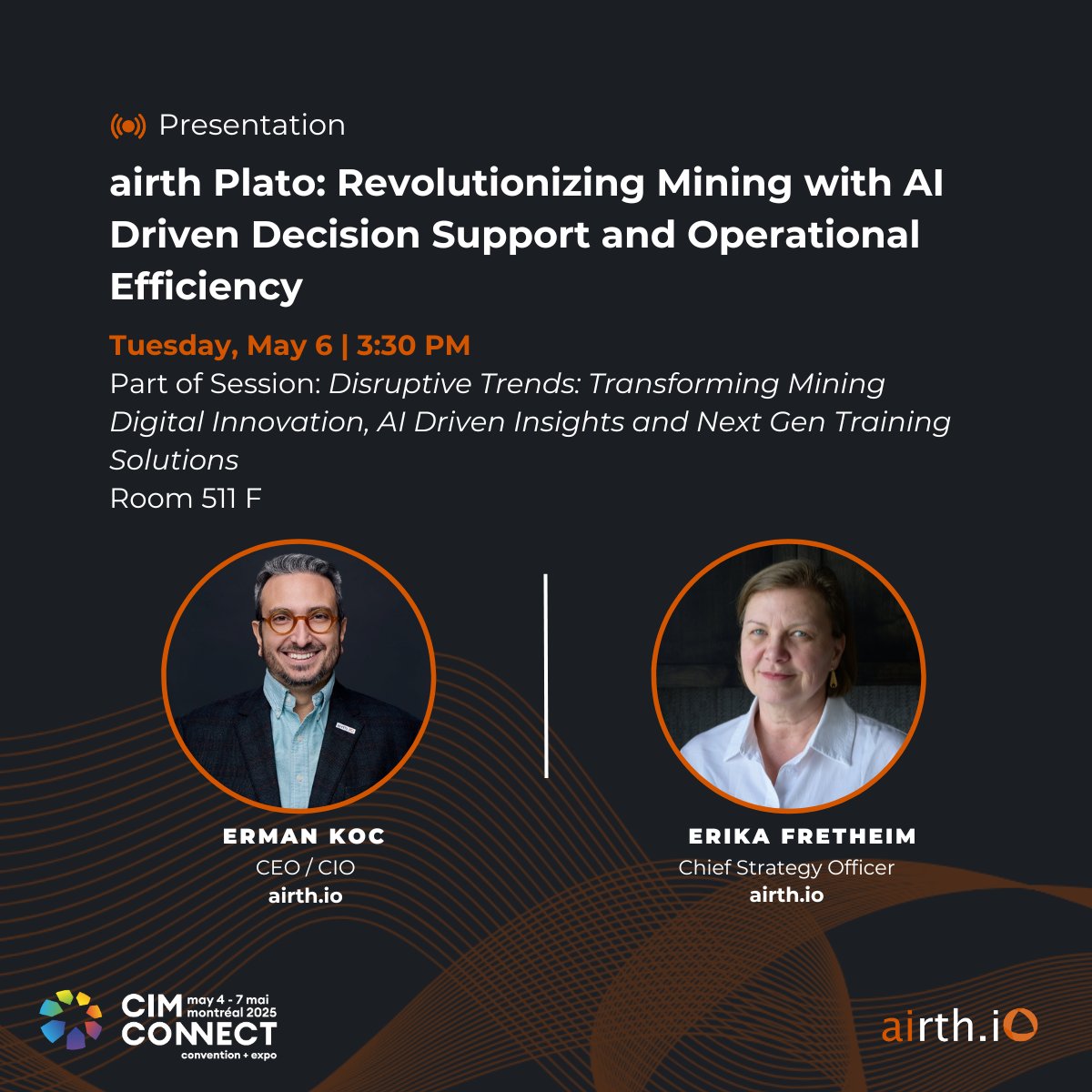 We’re excited to present at <a href="/CIM_ICM/">CIM.ORG</a> CONNECT 2025:
 “airth Plato: Revolutionizing Mining with AI Driven Decision Support and Operational Efficiency”

🗓️ Tuesday, May 6 | 3:30 PM
📍 Room 511 F
🎯 Part of the session: Disruptive Trends: Transforming Mining – Digital Innovation, AI