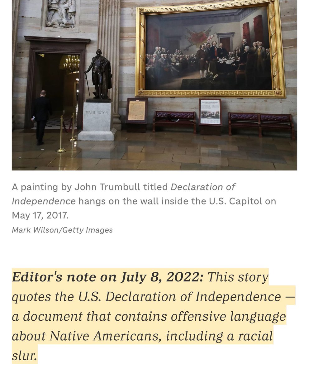 RapidResponse47's tweet image. NPR subsequently issued an “editor’s note” warning the Declaration of Independence is “a document that contains offensive language.”