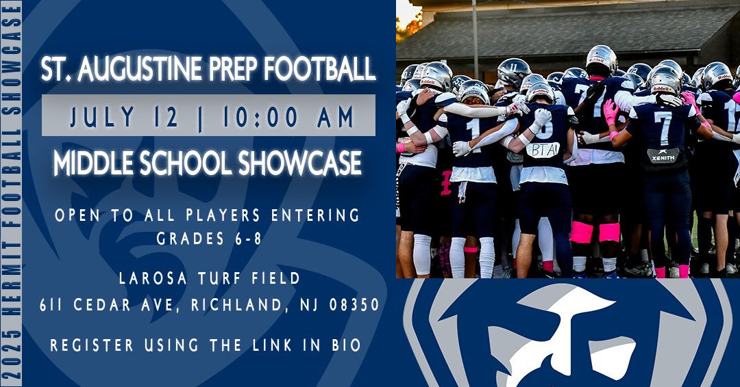 We’re looking for the next elite class of Hermits! 👀

🏈 Join us at our FREE Middle School Showcase on July 12th at 10:00 AM. Open to all players entering grades 6-8. 

🔗 Register using the link in our bio

#HermitPride 🔝