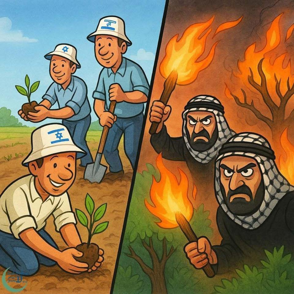 It's crazy that Arabs try to present Jews as the bad guys for planting millions of trees and themselves as the heroes for burning them.