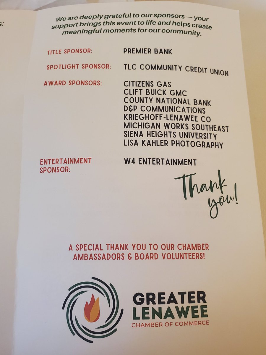 Honoring some wonderful people who do great things in Lenawee County🎉  Thank you to the Greater Lenawee Chamber of Commerce for their annual Awards Ceremony celebrating the Best of Lenawee County. ❤️
