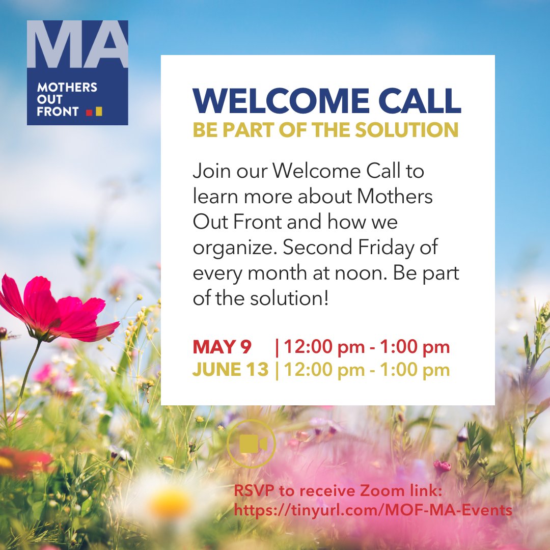 NEXT WEEK: Join our May Welcome Call to learn more about Mothers Out Front and how we organize.
ㅤ
When: Friday, May 9 | 12:00 noon - 1:00 pm
Where: ZOOM
RSVP at vist.ly/3n39xqb to receive Zoom link.
ㅤ
#MomsMakeItBetter #JoinUs #MOF #MOFMA