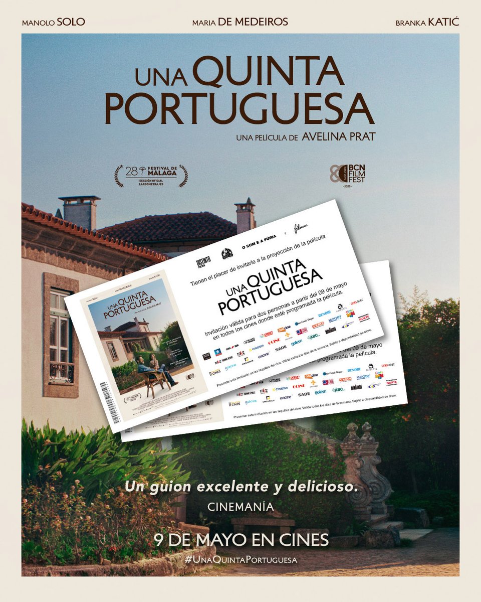 Sorteamos 3 entradas dobles para ir al cine a partir del 9 de mayo a ver la película #UnaQuintaPortuguesa. Para participar hay que seguir nuestra cuenta y la de <a href="/filmax/">Filmax</a> y retuitear. Plazo límite: 7 de mayo. ¡Suerte!.