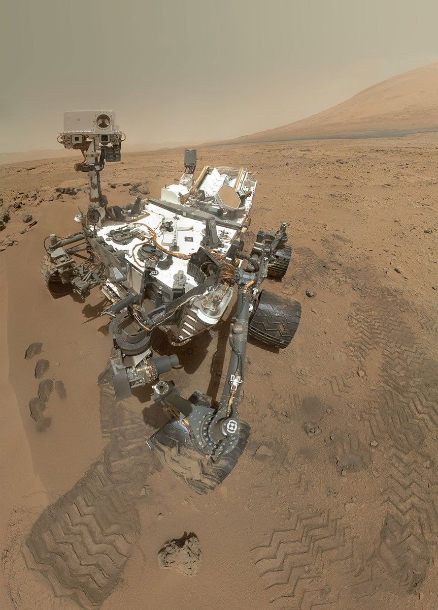 The beginning of my mission… what a vibe. 🫶

This was my first full-color selfie, taken in October 2012. Engineers used this image to monitor my wheel wear and dust buildup after only a few months on Mars. 

Mount Sharp, which I’m still climbing today, was just on the horizon.