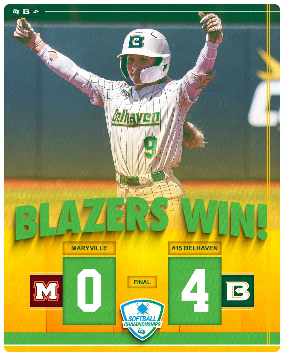 A winning start to tournament week

The Blazers take down Maryville 4-0 in their first game of the CCS Tournament and advance to a semifinal game tomorrow against top seed Huntingdon at 11:00 AM

FINAL | Belhaven 4, Maryville 0

#GoGreen