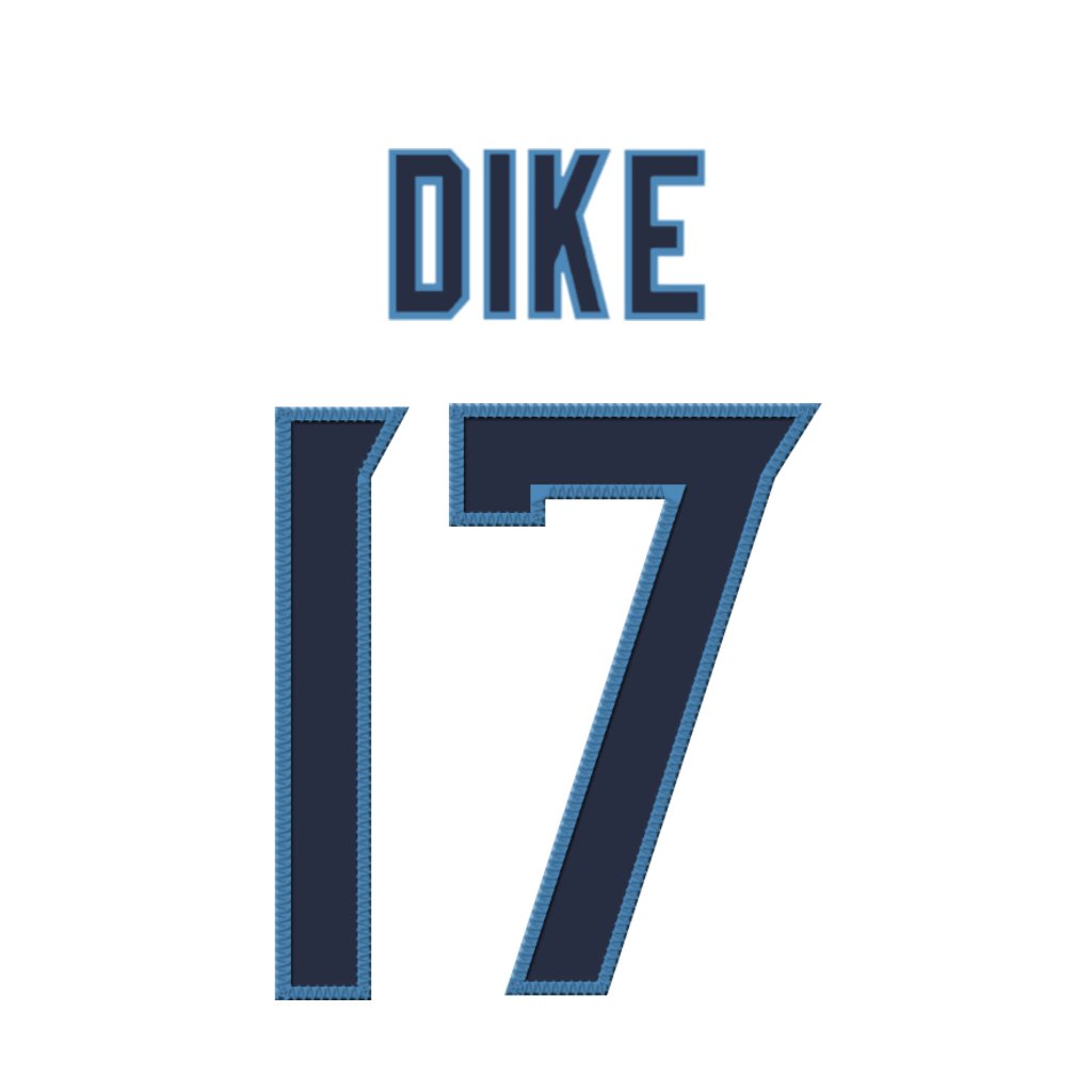 nfl_jersey_num's tweet image. Tennessee Titans WR Chimere Dike (@chimdk11) is wearing number 17. Last assigned to Jerome Baker. #TitanUp