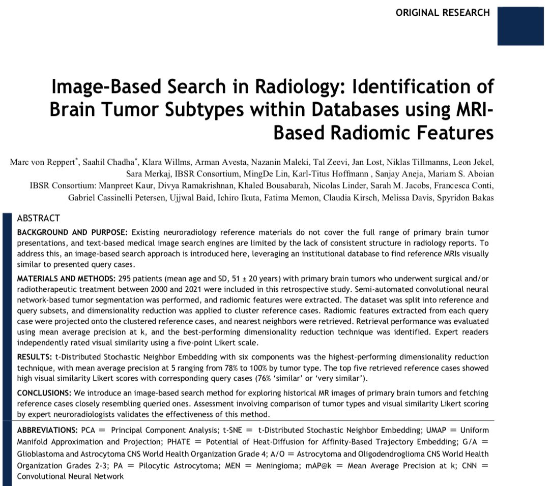 Ichiro Ikuta, MD, MMSc (@radiology_ninja) on Twitter photo <a href="/DivyaRamakris19/">Divya Ramakrishnan, MD, MHS</a> <a href="/EditorNeuro/">Editor - Neuro-Oncology Advances</a> <a href="/Ali_Nabavizadeh/">Ali Nabavizadeh</a> <a href="/BrentWeinberg/">Brent Weinberg, MD, PhD</a> <a href="/MariamAboian/">Mariam Aboian</a> <a href="/Jan_Lost_/">Jan Lost</a> <a href="/LeonJekel/">Leon Jekel</a> <a href="/NTillmanns/">Niklas TIllmanns</a> <a href="/MerkajSara/">Sara Merkaj</a> <a href="/GabrielCassine1/">Gabriel Cassinelli</a> <a href="/TheAJNR/">AJNR</a> <a href="/MelissaDavis29/">Melissa Davis</a> <a href="/drmehj/">Michele H Johnson MD</a> <a href="/JohnJordanMD/">John Jordan MD</a> <a href="/ArmanEAvesta/">Arman Avesta, MD, PhD</a> <a href="/SciReports/">Scientific Reports</a> <a href="/CPDRJournal/">Current Problems in Diagnostic Radiology</a> <a href="/aaradiol/">AAR</a> <a href="/RRA_AURtweet/">RRA_AUR</a> <a href="/MayoRadiology/">Mayo Clinic Radiology</a> <a href="/OSURadiology/">Ohio State Radiology</a> <a href="/UChicago/">The University of Chicago</a> <a href="/AcadRadiol/">Academic Radiology</a> <a href="/RSNA/">RSNA</a> <a href="/MayoClinic/">Mayo Clinic</a> <a href="/ARPA_H/">ARPA-H</a> <a href="/mailanho/">Mai-Lan Ho</a> <a href="/RadCLARITe/">Yueh Z. Lee, MD/PhD</a> <a href="/AnugayathriJ/">Anugayathri Jawahar</a> <a href="/CaseyCapp/">Casey Amelia Cappelletti</a> <a href="/ReneeCruea/">Renee Lynn Cruea</a> <a href="/AcadRad/">@Acadrad</a> <a href="/HHSGov/">HHS.gov</a> <a href="/justincramer/">Justin Cramer</a> <a href="/MayoRadiologyAZ/">Mayo Radiology Arizona</a> <a href="/MayoClinicSOM/">Mayo Clinic Alix School of Medicine</a> <a href="/Bioeng_MDPI/">Bioengineering MDPI</a> <a href="/SiemensHealth/">Siemens Healthineers</a> <a href="/HarrisonLangMD/">Harrison Lang, MD</a> <a href="/nickmatthees_md/">Nick Matthees</a> von Reppert M,…; IBSR Consortium;…Aboian MS. Image-Based Search in Radiology: Identification of Brain Tumor Subtypes within Databases using MRI-Based Radiomic Features. AJNR Am J Neuroradiol. 2025 Apr 18.
PMID: 40250848.
pubmed.ncbi.nlm.nih.gov/40250848/
🧠#iiAcademic
🙏#ImagineQuant <a href="/DivyaRamakris19/">Divya Ramakrishnan, MD, MHS</a> <a href="/EditorNeuro/">Editor - Neuro-Oncology Advances</a> <a href="/Ali_Nabavizadeh/">Ali Nabavizadeh</a> <a href="/BrentWeinberg/">Brent Weinberg, MD, PhD</a> <a href="/MariamAboian/">Mariam Aboian</a> <a href="/Jan_Lost_/">Jan Lost</a> <a href="/LeonJekel/">Leon Jekel</a> <a href="/NTillmanns/">Niklas TIllmanns</a> <a href="/MerkajSara/">Sara Merkaj</a> <a href="/GabrielCassine1/">Gabriel Cassinelli</a> <a href="/TheAJNR/">AJNR</a> <a href="/MelissaDavis29/">Melissa Davis</a> <a href="/drmehj/">Michele H Johnson MD</a> <a href="/JohnJordanMD/">John Jordan MD</a> <a href="/ArmanEAvesta/">Arman Avesta, MD, PhD</a> <a href="/SciReports/">Scientific Reports</a> <a href="/CPDRJournal/">Current Problems in Diagnostic Radiology</a> <a href="/aaradiol/">AAR</a> <a href="/RRA_AURtweet/">RRA_AUR</a> <a href="/MayoRadiology/">Mayo Clinic Radiology</a> <a href="/OSURadiology/">Ohio State Radiology</a> <a href="/UChicago/">The University of Chicago</a> <a href="/AcadRadiol/">Academic Radiology</a> <a href="/RSNA/">RSNA</a> <a href="/MayoClinic/">Mayo Clinic</a> <a href="/ARPA_H/">ARPA-H</a> <a href="/mailanho/">Mai-Lan Ho</a> <a href="/RadCLARITe/">Yueh Z. Lee, MD/PhD</a> <a href="/AnugayathriJ/">Anugayathri Jawahar</a> <a href="/CaseyCapp/">Casey Amelia Cappelletti</a> <a href="/ReneeCruea/">Renee Lynn Cruea</a> <a href="/AcadRad/">@Acadrad</a> <a href="/HHSGov/">HHS.gov</a> <a href="/justincramer/">Justin Cramer</a> <a href="/MayoRadiologyAZ/">Mayo Radiology Arizona</a> <a href="/MayoClinicSOM/">Mayo Clinic Alix School of Medicine</a> <a href="/Bioeng_MDPI/">Bioengineering MDPI</a> <a href="/SiemensHealth/">Siemens Healthineers</a> <a href="/HarrisonLangMD/">Harrison Lang, MD</a> <a href="/nickmatthees_md/">Nick Matthees</a> von Reppert M,…; IBSR Consortium;…Aboian MS. Image-Based Search in Radiology: Identification of Brain Tumor Subtypes within Databases using MRI-Based Radiomic Features. AJNR Am J Neuroradiol. 2025 Apr 18.
PMID: 40250848.
pubmed.ncbi.nlm.nih.gov/40250848/
🧠#iiAcademic
🙏#ImagineQuant