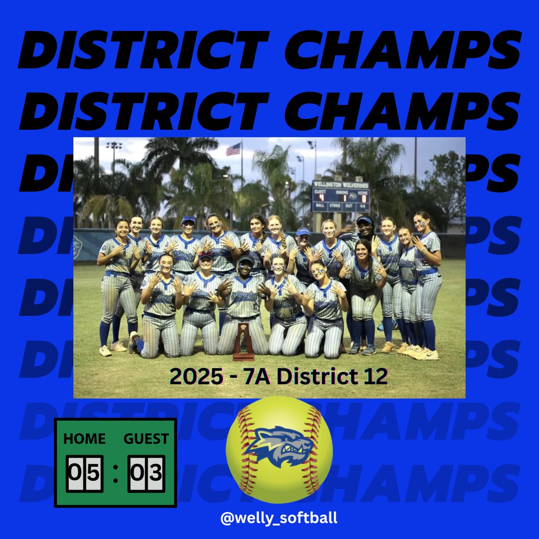 Welly_Softball (@welly_softball) on Twitter photo District Champs last night with the "w" vs. Jupiter.  Regionals schedule for next week TBD.  Check back this weekend for schedule update.  #roadtostates #2025season #sznnotover District Champs last night with the "w" vs. Jupiter.  Regionals schedule for next week TBD.  Check back this weekend for schedule update.  #roadtostates #2025season #sznnotover