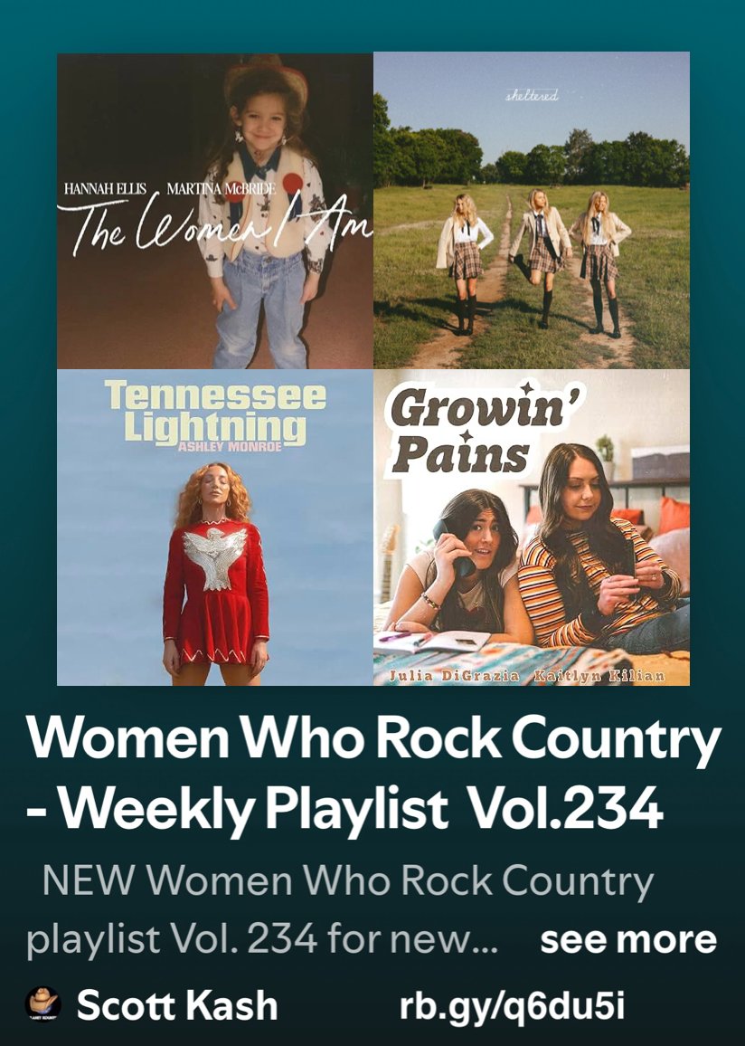 Scott Kash (@scottkash88) on Twitter photo NEW #WomenWhoRockCountry playlist vol.234 with the best new collabs/duos/groups
<a href="/hannahgreyellis/">Hannah Ellis</a>/<a href="/martinamcbride/">Martina McBride</a>
<a href="/thecastellows/">The Castellows</a>
<a href="/ashleymonroe/">Ashley Monroe</a>/<a href="/martystuarthq/">Marty Stuart</a>
<a href="/juliadigraz/">Julia DiGrazia</a>/<a href="/Kaitlyn_Kilian/">Kaitlyn Kilian Music</a>
+MORE
#Spotify
rb.gy/q6du5i
#NewMusic2025 #Country NEW #WomenWhoRockCountry playlist vol.234 with the best new collabs/duos/groups
<a href="/hannahgreyellis/">Hannah Ellis</a>/<a href="/martinamcbride/">Martina McBride</a>
<a href="/thecastellows/">The Castellows</a>
<a href="/ashleymonroe/">Ashley Monroe</a>/<a href="/martystuarthq/">Marty Stuart</a>
<a href="/juliadigraz/">Julia DiGrazia</a>/<a href="/Kaitlyn_Kilian/">Kaitlyn Kilian Music</a>
+MORE
#Spotify
rb.gy/q6du5i
#NewMusic2025 #Country