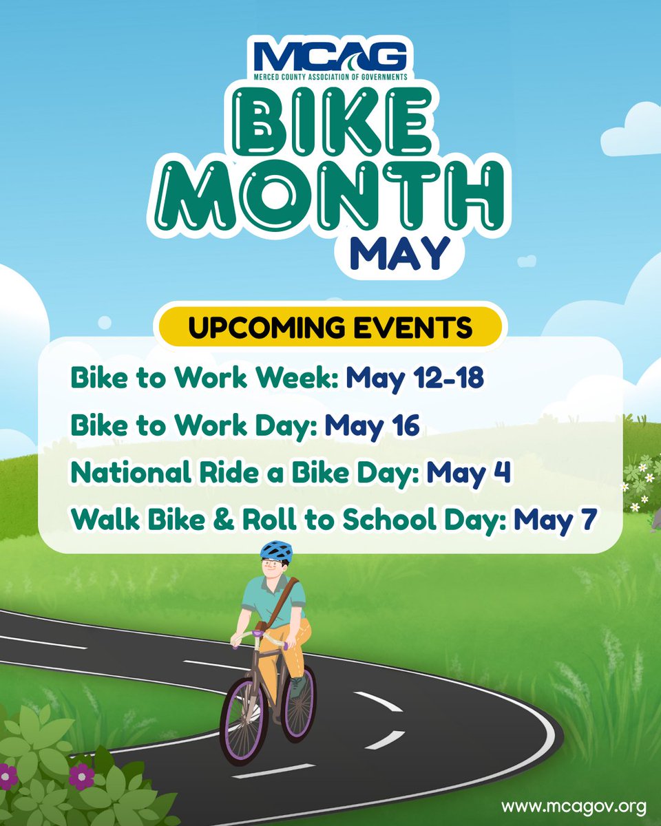 May is Bike Month!🚴‍♂️
 
MCAG invites you to help us celebrate Bike Month! To help you get started, here are some events you can participate in from anywhere in the county! All you need is a bike (and helmet) to get this celebration rolling!